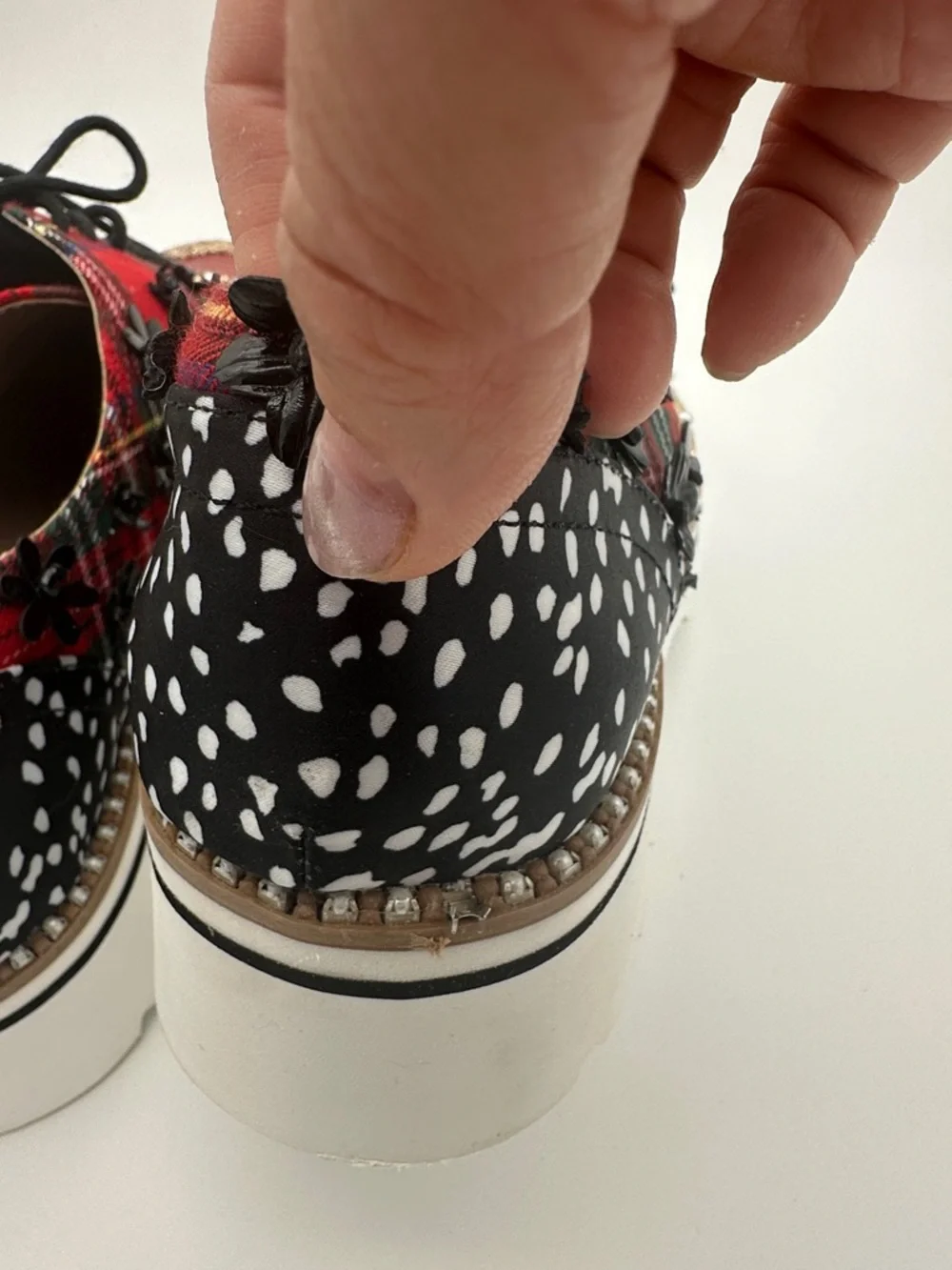 Betsy Johnson Skyyla Lace Up Plarform Oxfords Size 10 Shoes Unique Sparkly Plaid - Picture 13 of 16